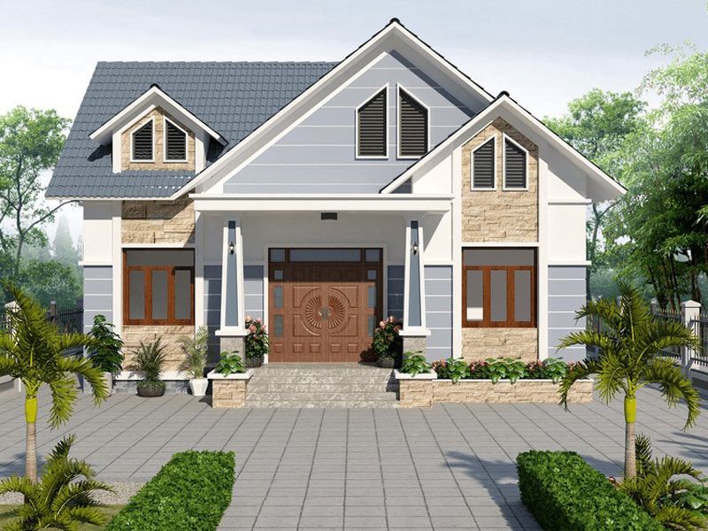 Mẫu nhà vườn dưới 1 tỷ mái Thái có công năng tiện nghi
