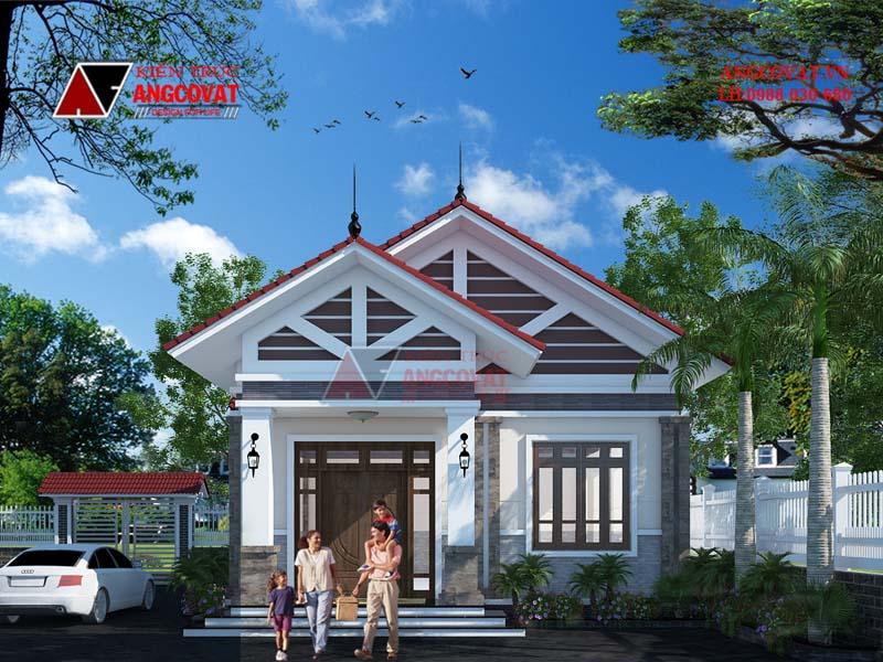 Xây nhà 8x15m mái Thái ở quê có sân vườn rộng rãi