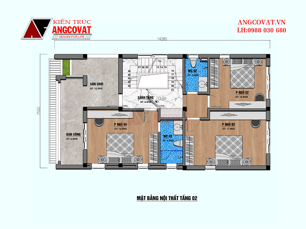 Mặt bằng công năng tầng 1 nhà 8x15m hiện đại