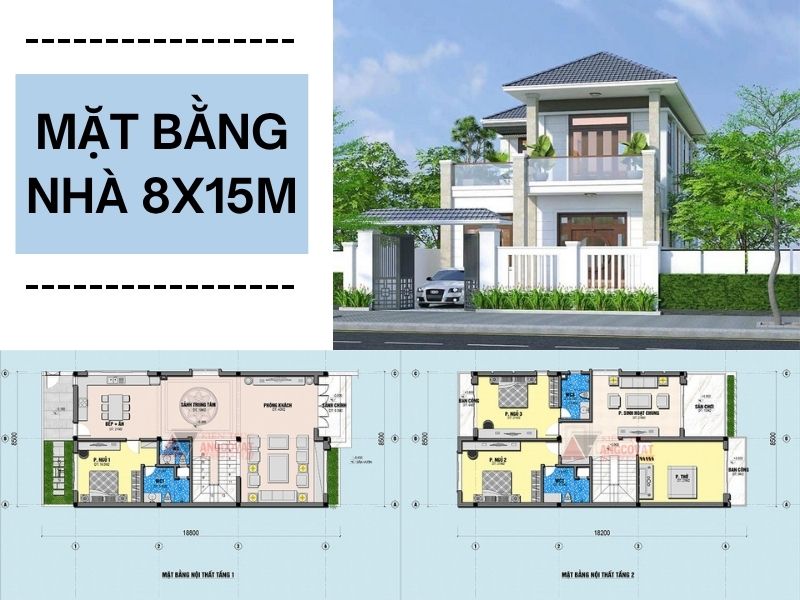 Giải quyết những khó khăn khi bố trí mặt bằng nhà chiều rộng 8m và dài 15m 