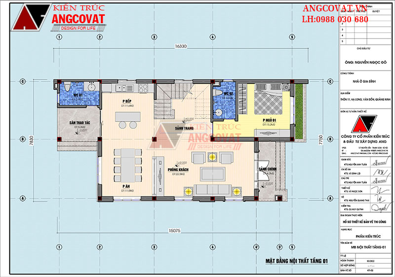 Mặt bằng nội thất tầng 1
