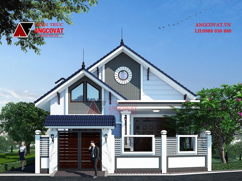 Kiến trúc nhà 1 tầng mái Thái 8x15m tân cổ điển đẹp