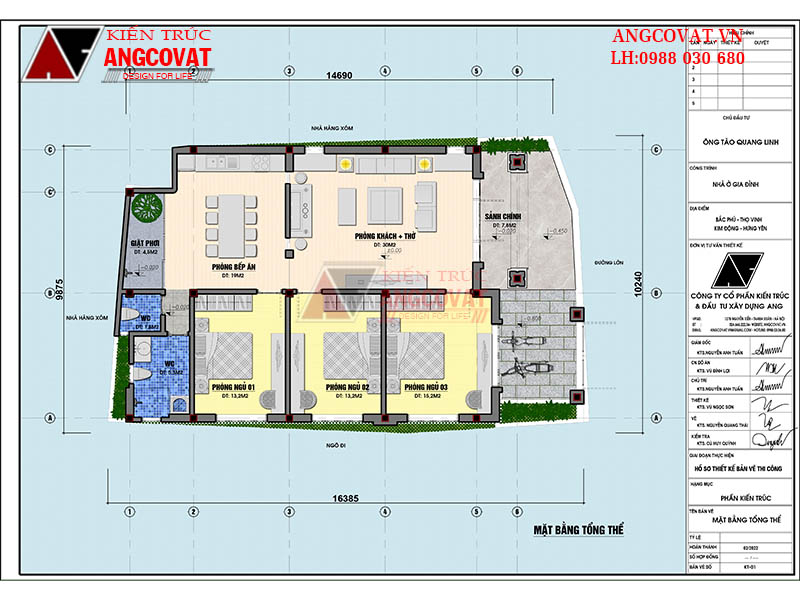 Mặt bằng công năng của mẫu nhà 8x15m