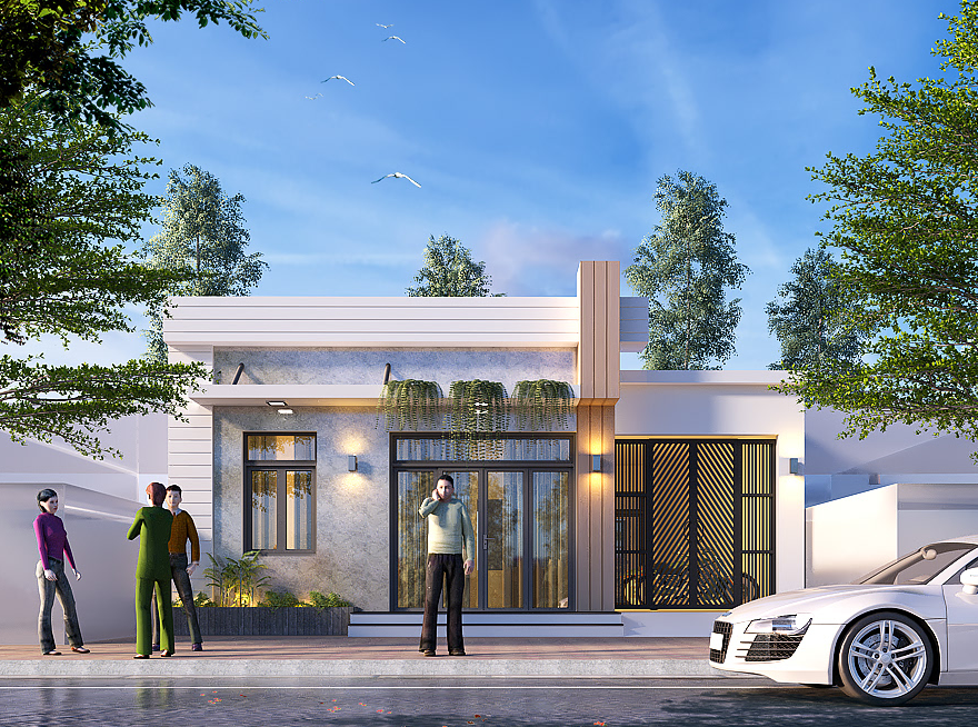 Xây nhà 8x15m 1 tầng hiện đại, tiện nghi
