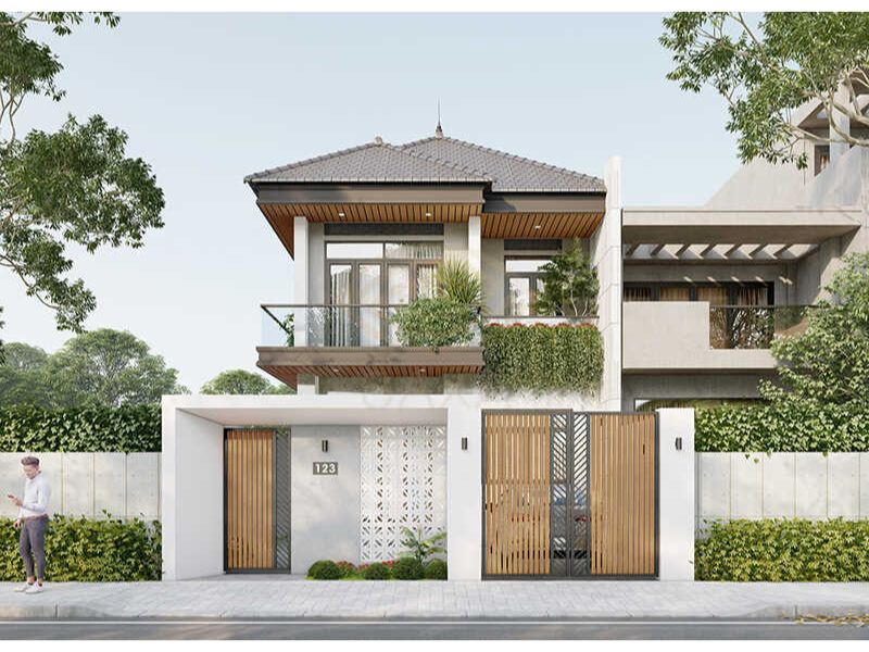Mẫu nhà 1 tỷ rưỡi mái Nhật 2 tầng đẹp, sang trọng