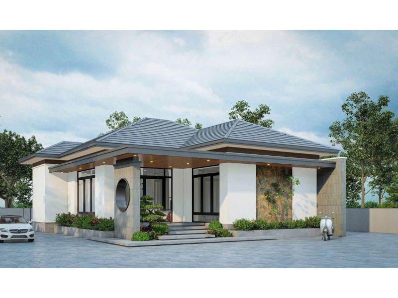 Mẫu nhà dưới 1 tỷ mái Nhật hiện đại