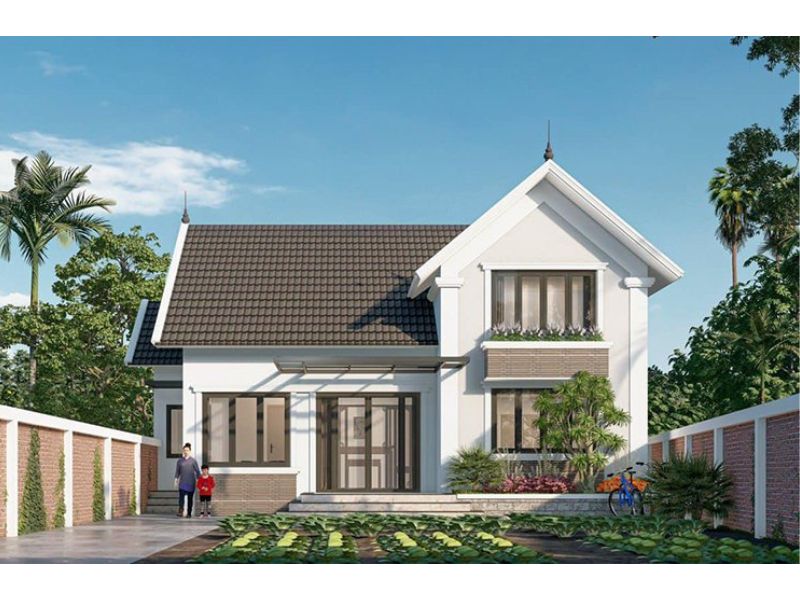 Mẫu nhà 1 tầng mái Thái có cảnh quan sân vườn xanh mát