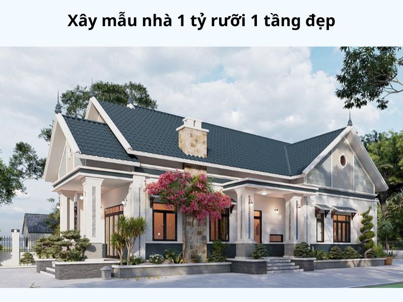 Ngoại thất đẹp và thu hút của mẫu nhà 1 tỷ rưỡi mái Thái 3 phòng ngủ 1 phòng thờ