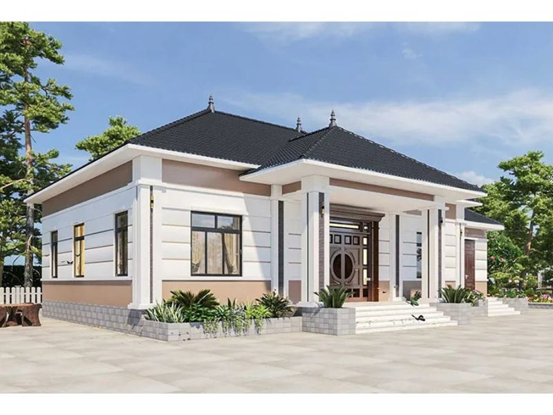Mẫu nhà 1 tầng mái Nhật tân cổ điển chi phí 1,5 tỷ