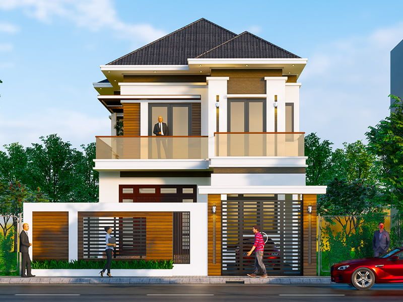 Xây nhà 2 tầng ngang 9m tân cổ điển sang trọng trên từng đường nét