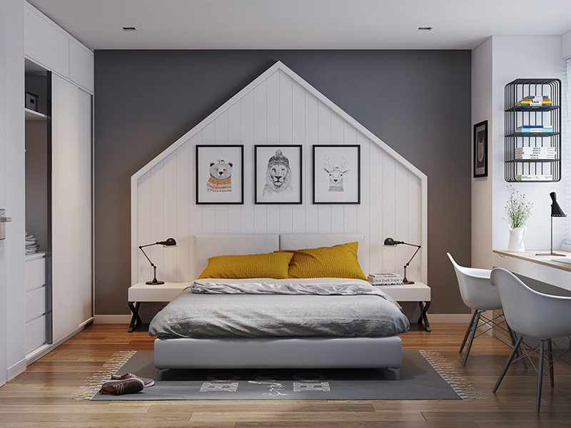 Phòng ngủ độc đáo theo phong cách nội thất hình học