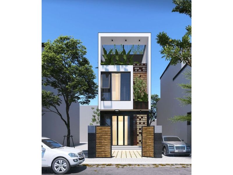 Ngoại thất hiện đại của công trình nhà phố tại Đà Nẵng