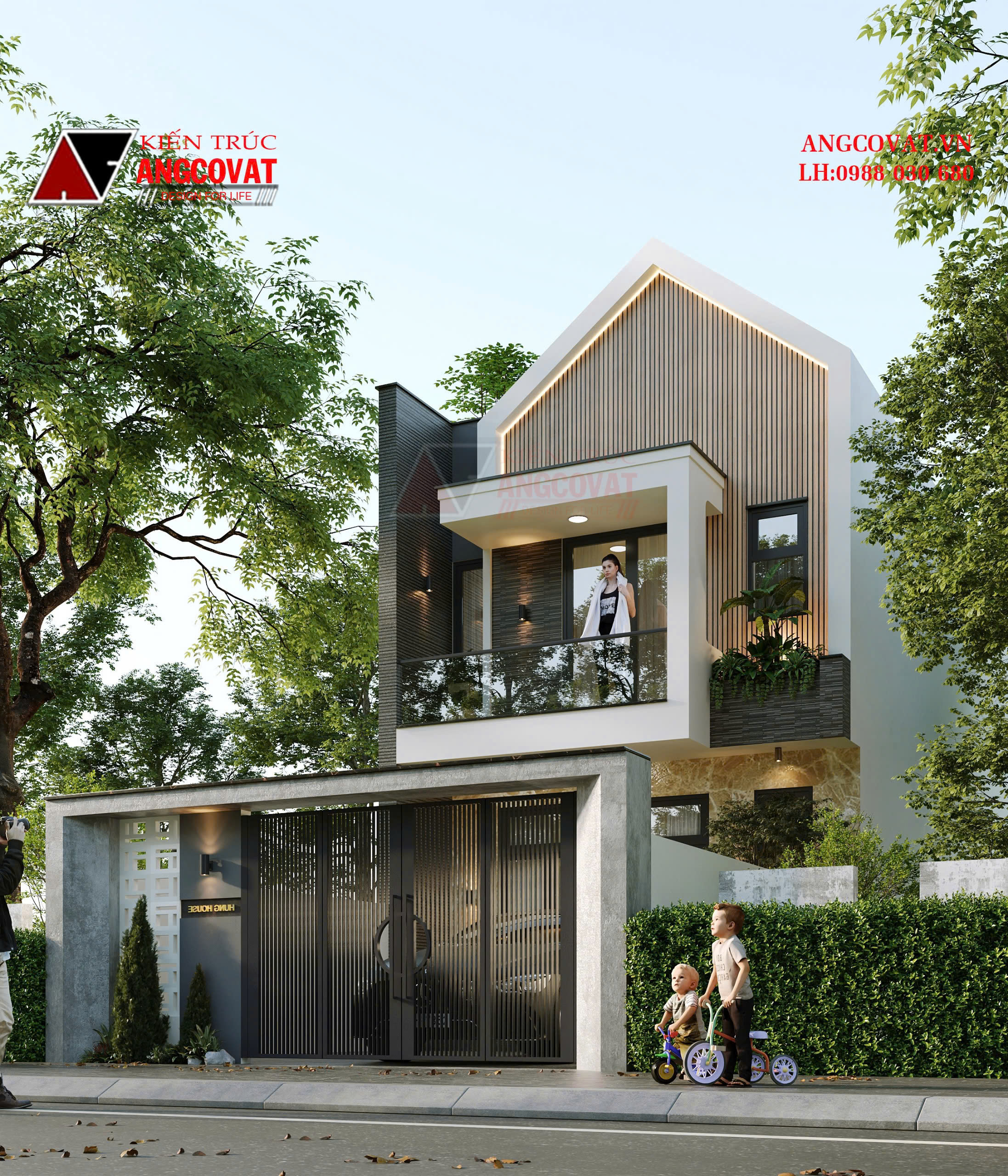 Thiết kế nhà phố 5,5 m 2 tầng tại Đà Nẵng