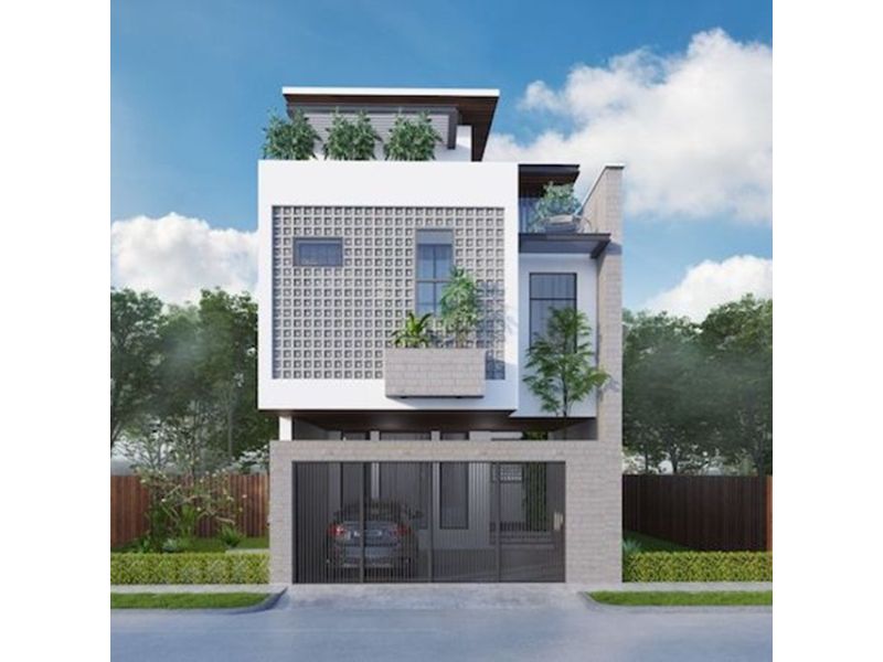Vẻ ngoài ấn tượng của mẫu nhà 2 tầng 7x12m hiện đại