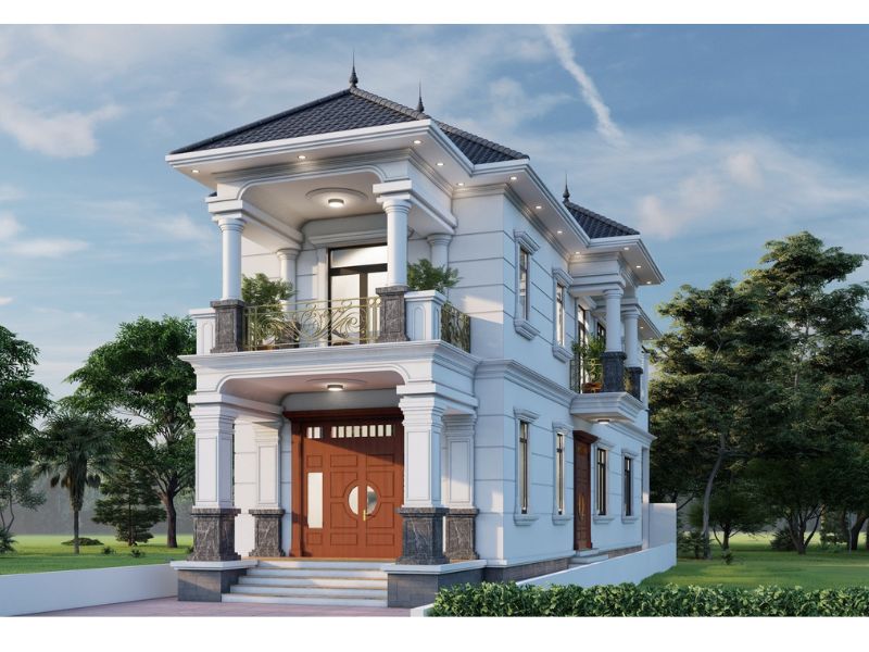 Các trụ cột vững chãi trong ngôi nhà 2 tầng mặt tiền 7m dài 12m 