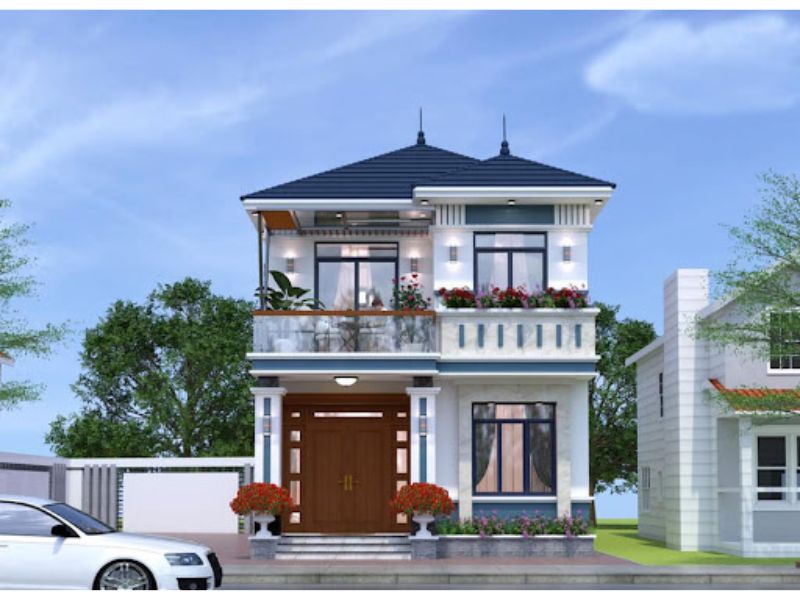Không gian sống thoải mái, tiện nghi trong mẫu nhà 2 tầng 7x12m 3 phòng ngủ