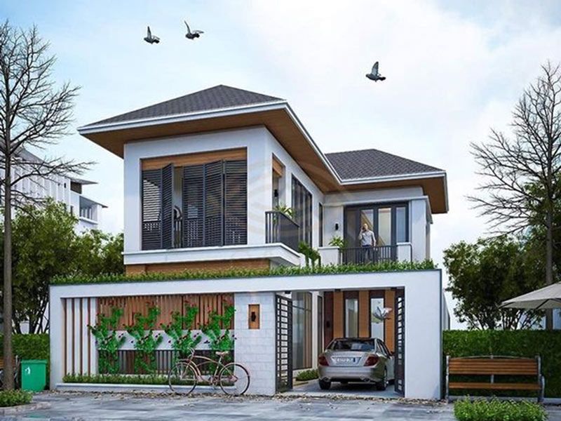 Kiến trúc độc đáo của mẫu nhà 2 tầng 3 phòng ngủ 7x12m chữ L