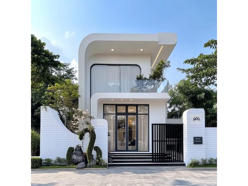 Mẫu nhà 2 tầng 7x12m chữ L phá cách mới lạ