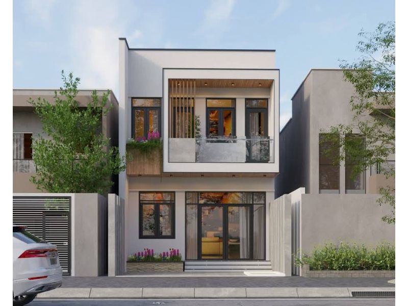 Mẫu nhà 2 tầng 7x12m 3 phòng ngủ mái bằng đơn giản