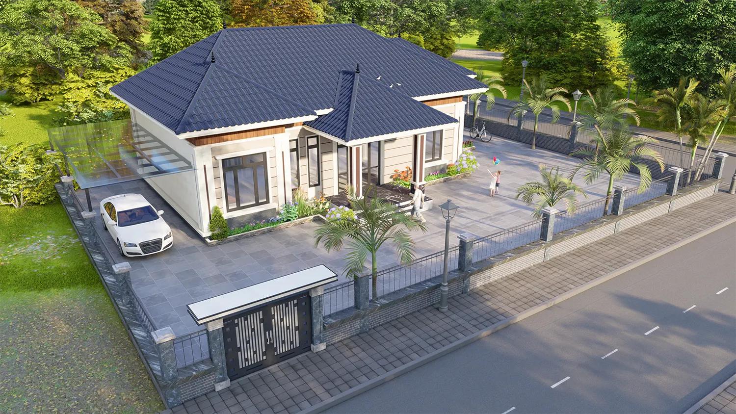 Mẫu thiết kế nhà cấp 4 ngang 7m dài 15m đẹp 