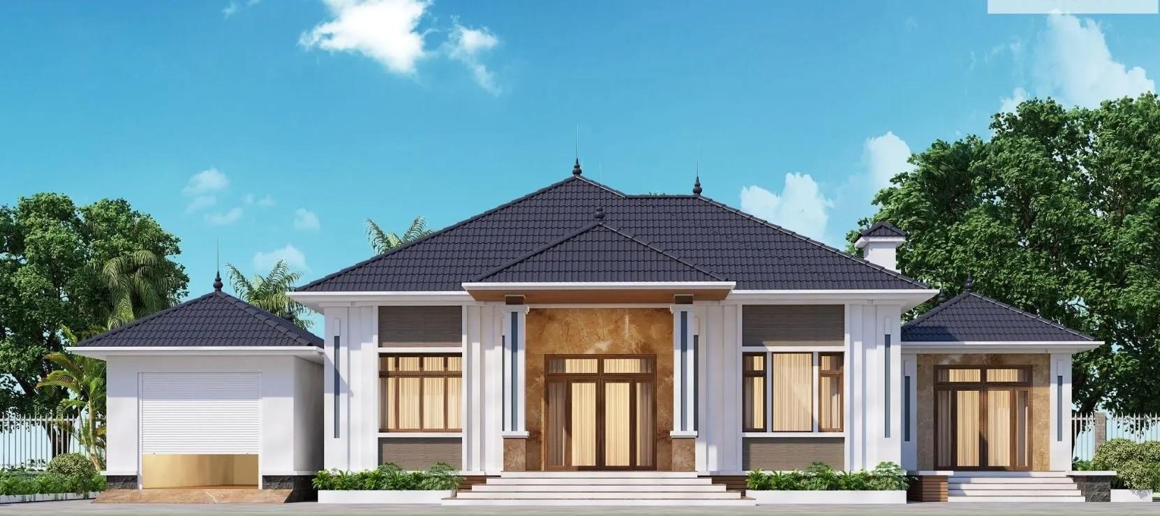 bản vẽ nhà cấp 4 diện tích 7x15m mái nhật 3 phòng ngủ 