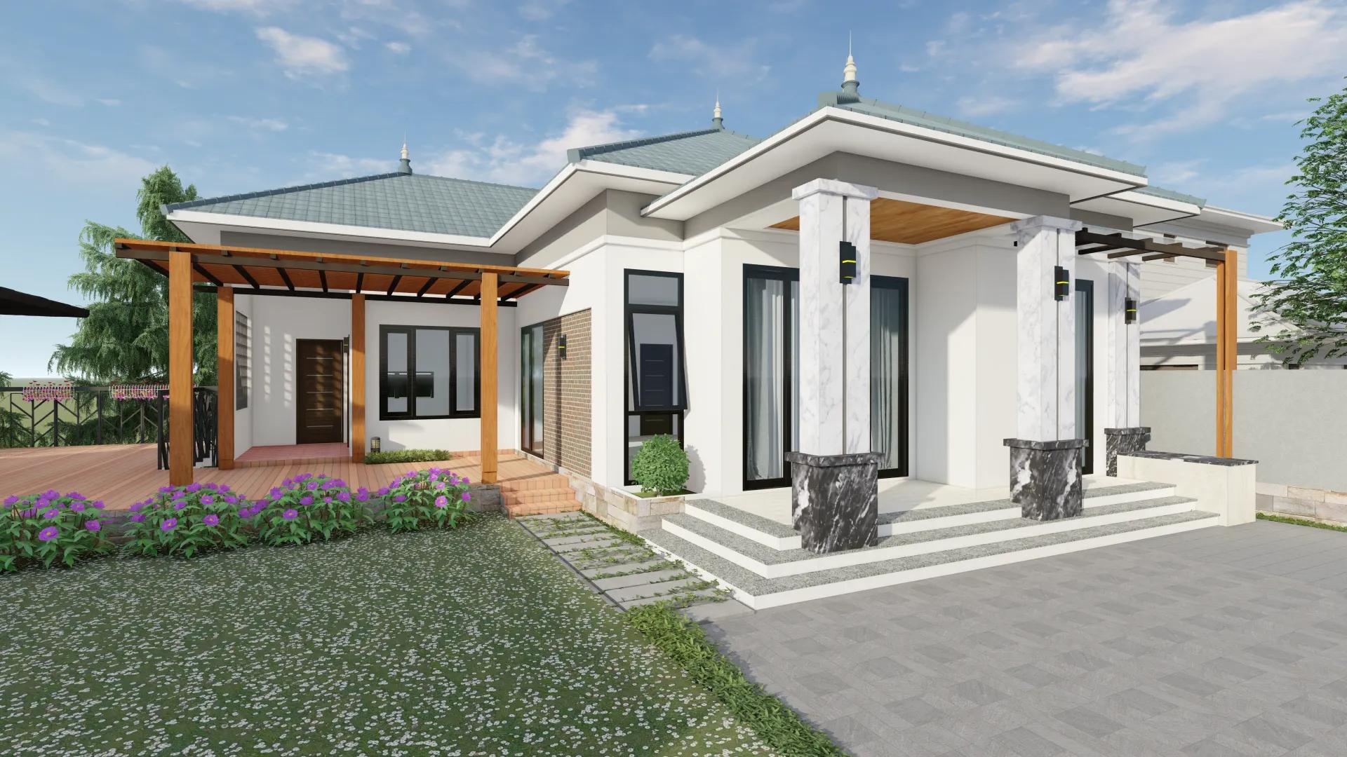 Thiết kế nhà cấp 4 ngang 7, sâu 15m 