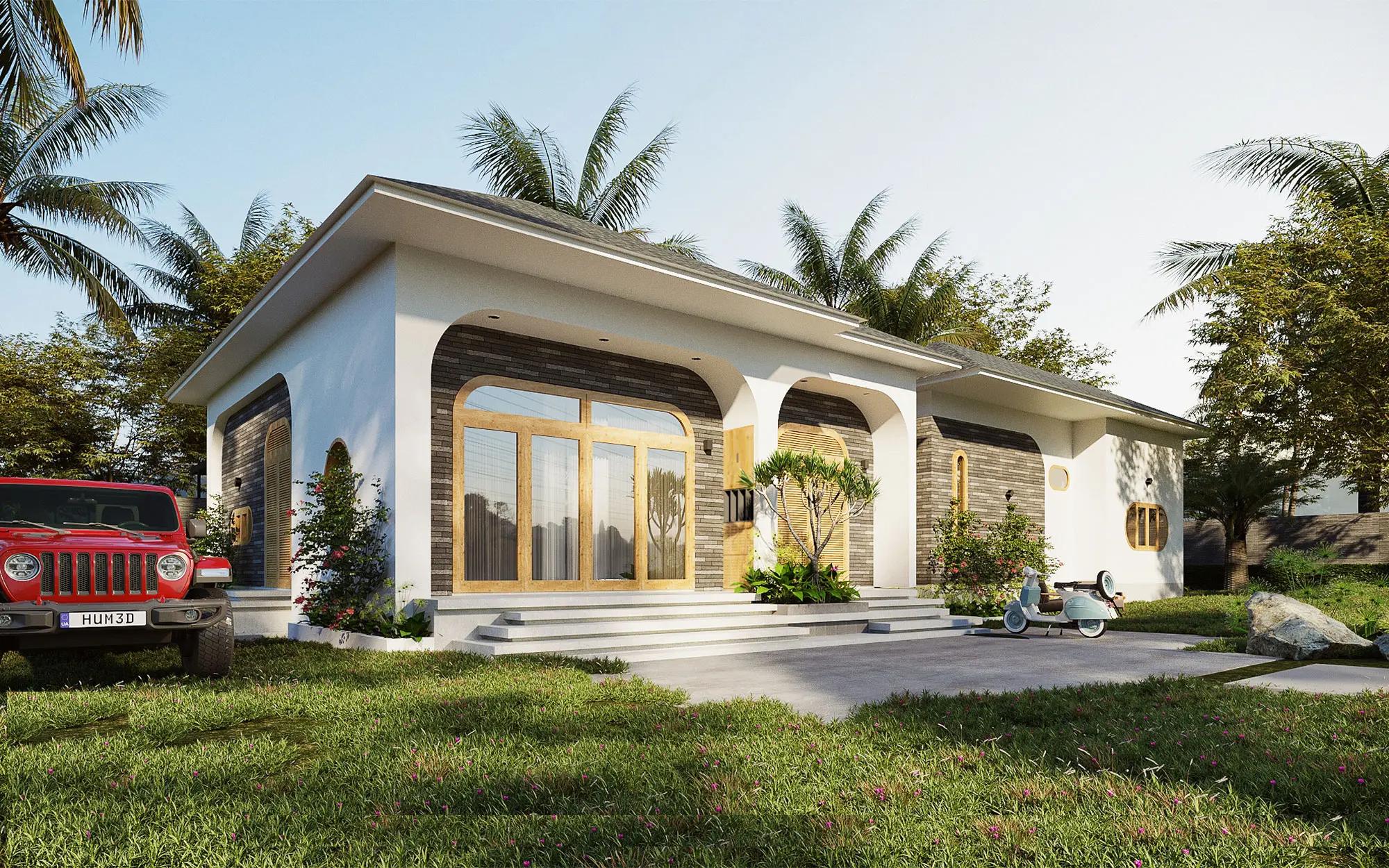 Mẫu thiết kế nhà cấp 4 ngang 7m dài 15m đẹp 