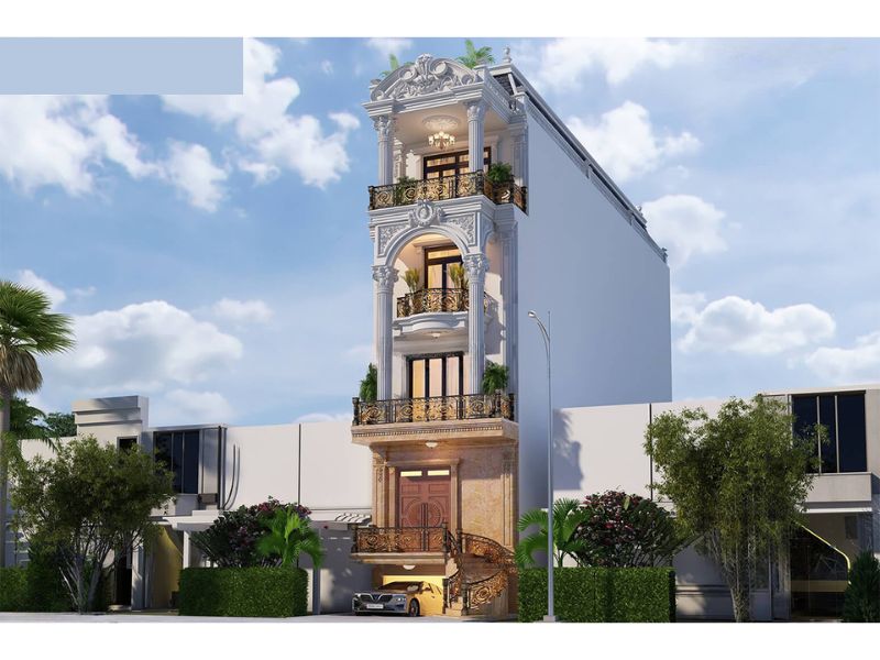 Nhà phố mặt tiền 6 5m phong cách Pháp có gara để xe tiện lợi