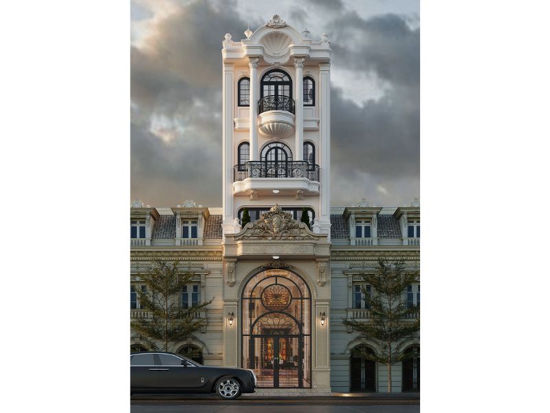 Ấn tượng với mặt tiền nhà tân cổ kiểu Pháp thể hiện sự đẳng cấp 