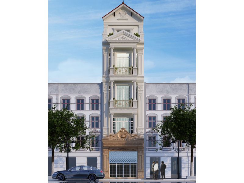 Thiết kế nhà mặt tiền 6 5m kiến trúc Pháp vừa ở vừa kinh doanh