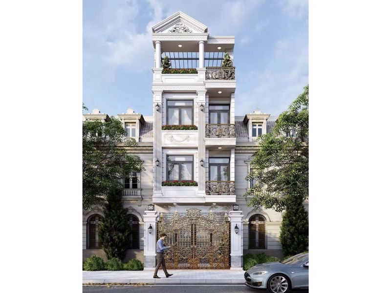 Tham khảo ý tưởng thiết kế nhà cổ điển Pháp mặt tiền 6 5m vừa ở kết hợp cho thuê căn hộ