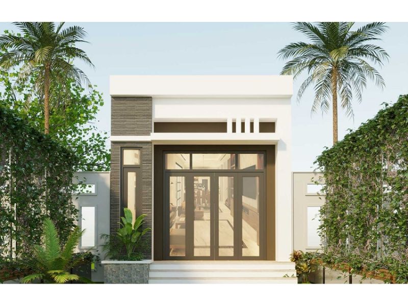 Thiết kế nhà ống 1 tầng mái bằng đơn giản