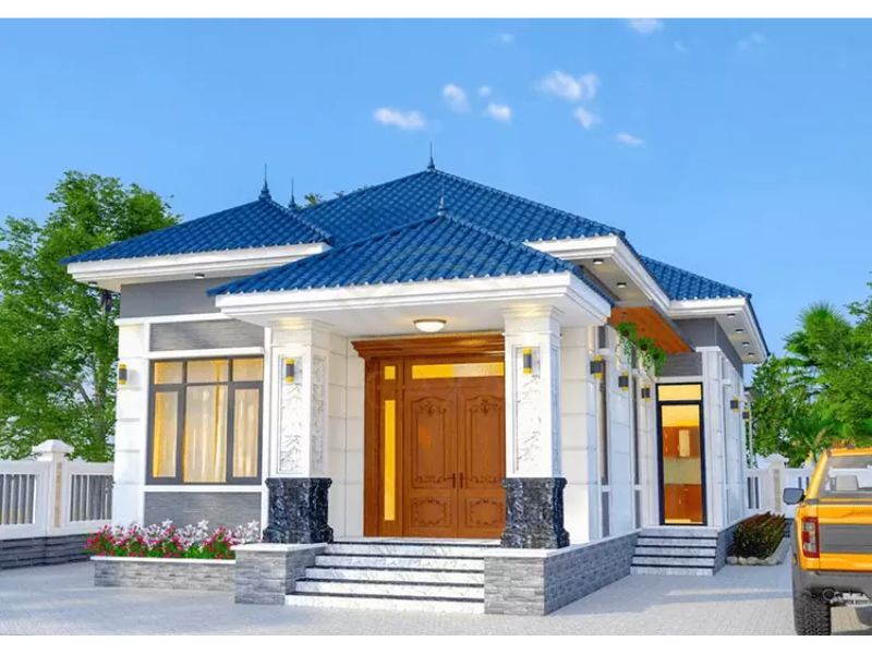 Ngoại thất sang trọng trong mẫu nhà 1 tầng 3 phòng ngủ 80m2