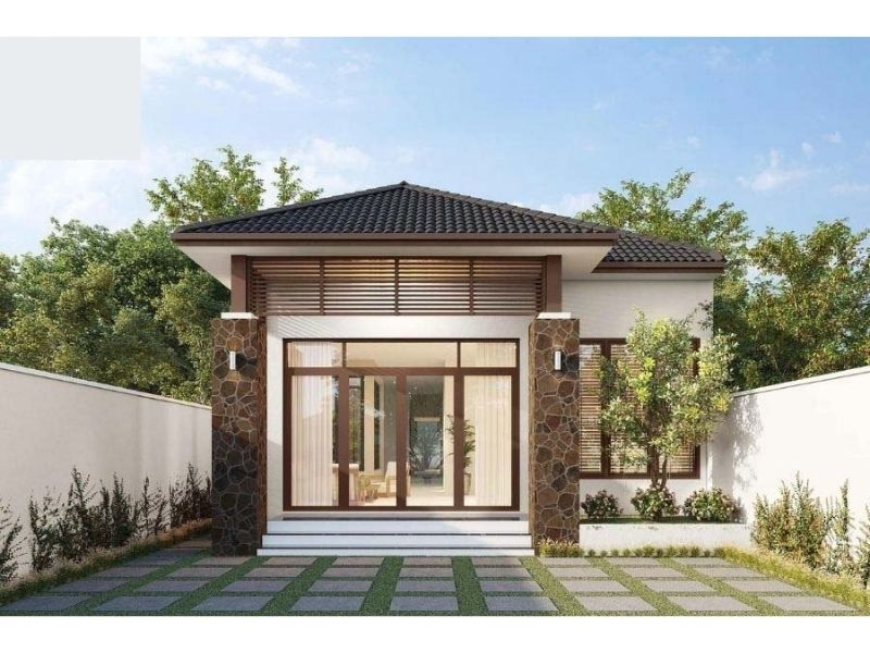 Mẫu nhà 1 tầng 3 phòng ngủ 80m2 mái Nhật hiện đại