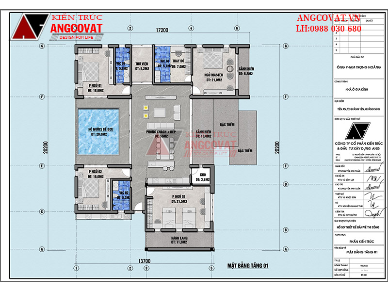 Mặt bằng công năng biệt thự 250m2 hiện đại