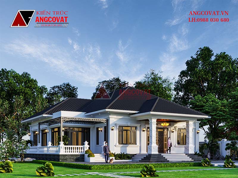 Biệt thự 250m2 1 tầng mái Nhật tân cổ điển sang trọng