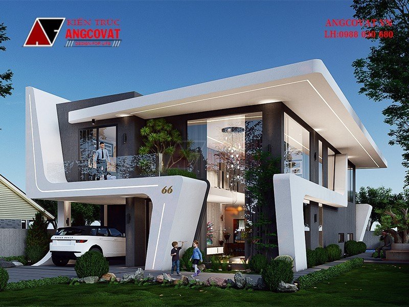 Nét đẹp hiện đại, độc đáo của biệt thự 2 tầng 250m2