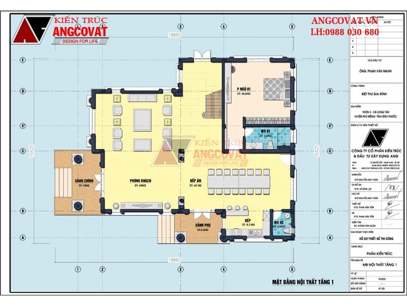 Mặt bằng tầng 2 của mẫu biệt thự 250m2 mái Thái