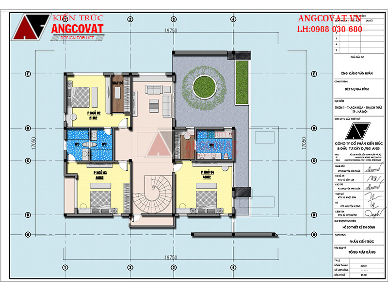 Công năng nội thất tầng 2 biệt thự 250m2 hiện đại