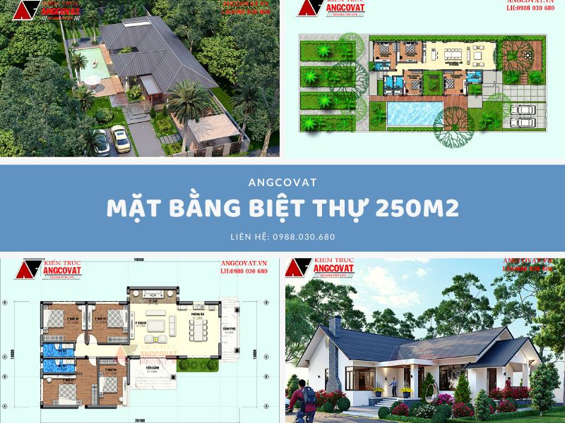 Tư vấn mặt bằng biệt thự 250m2 đẹp, tiện nghi