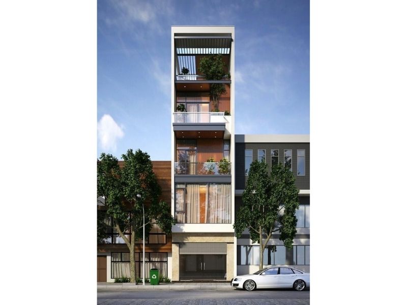 Nhà đẹp 6 tầng mái bằng có kiểu dáng hiện đại