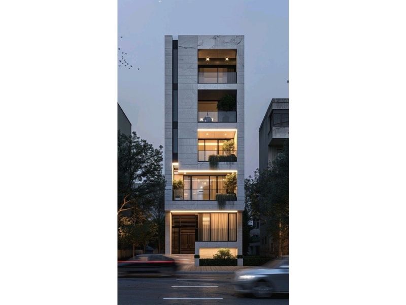 Kiến trúc nhà 5 tầng hiện đại có thang máy