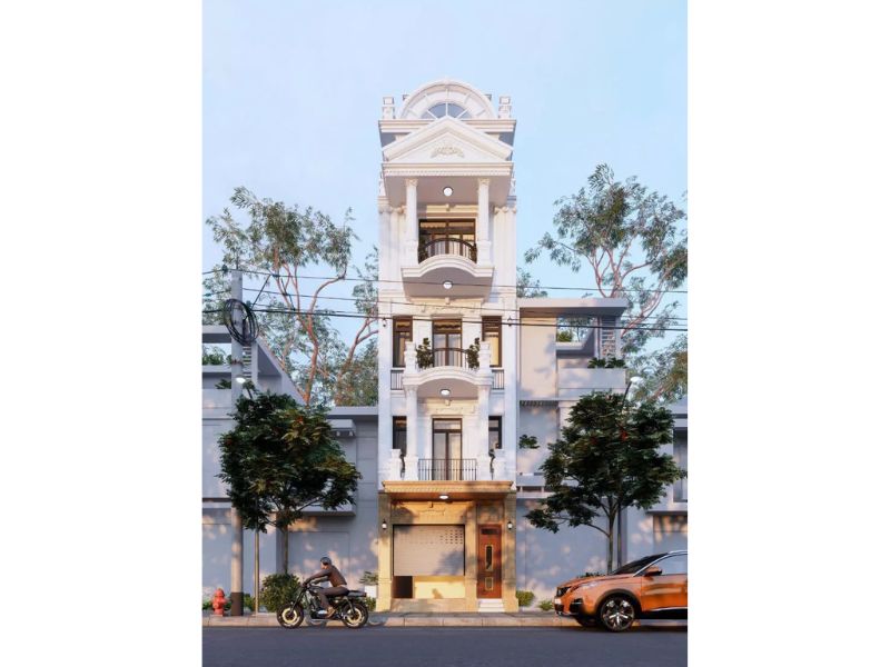 Không gian sống nhà 4 tầng có gara trong nhà