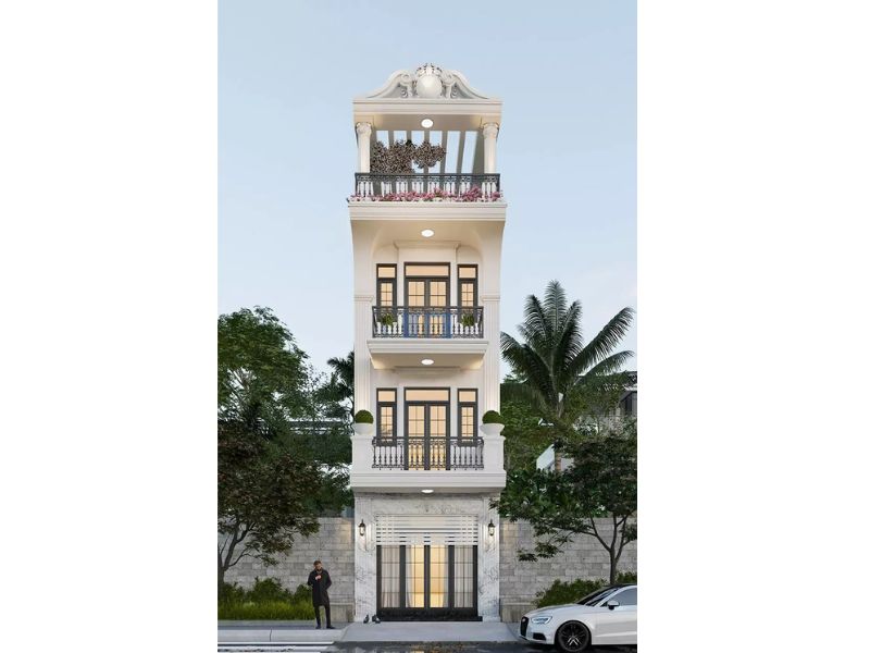 Nhà đẹp 4 tầng mặt tiền 5m tân cổ điển