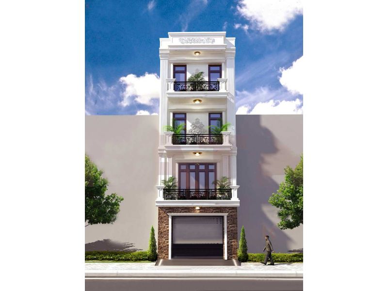 Kiến trúc nhà tân cổ điển mặt tiền 5m