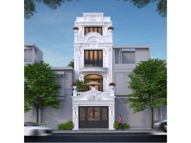 Nhà 4 tầng mặt tiền 5m tân cổ điển sang trọng
