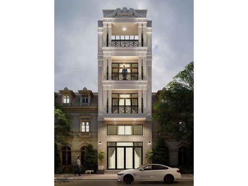 Không gian sống nhà 4 tầng mặt tiền 5m