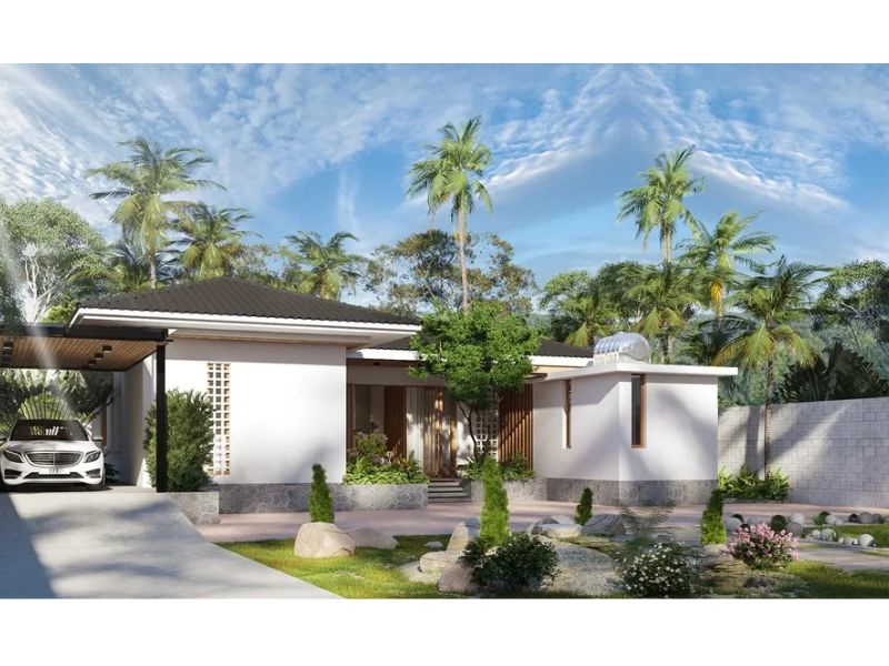 Thiết kế nhà vườn cấp 4 4 phòng ngủ đẹp mái nhật