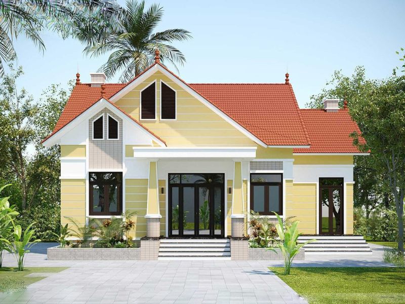 Nhà 1 tầng truyền thống mái ngói đỏ