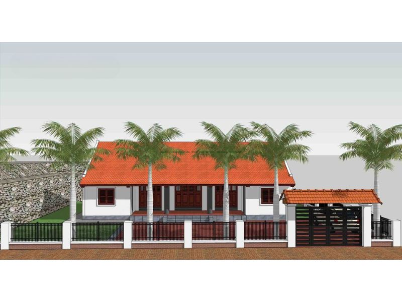 Kiến trúc nhà 1 tầng mái ngói đỏ đẹp mắt